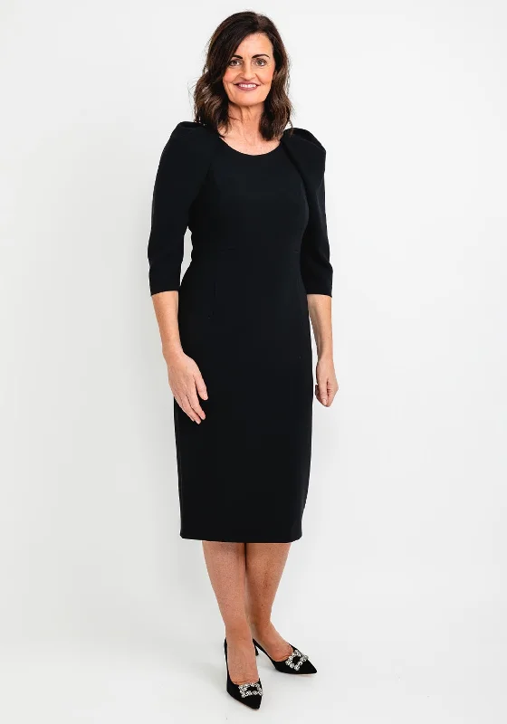 Claudia C Cezanne Puff Sleeve Dress, Black