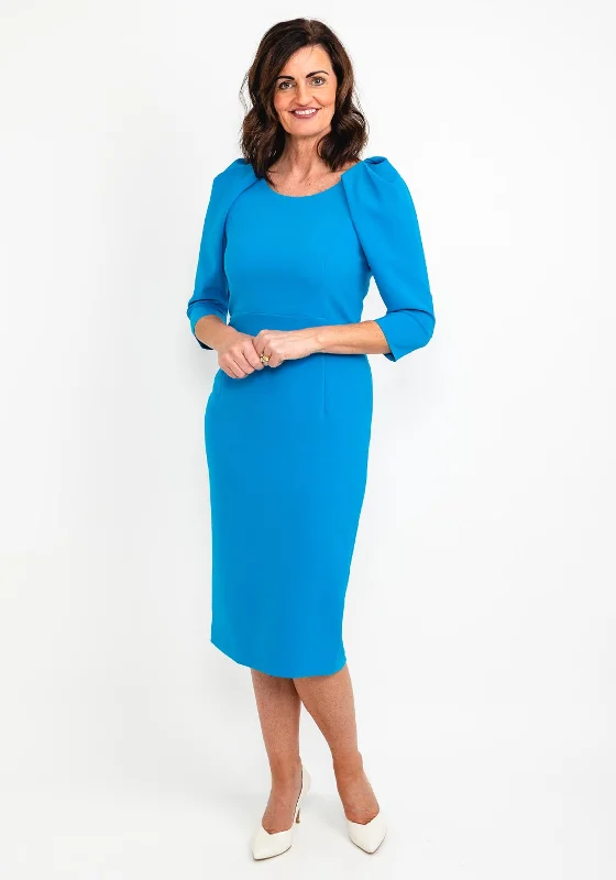 Claudia C Cezanne Puff Sleeve Dress, Blue