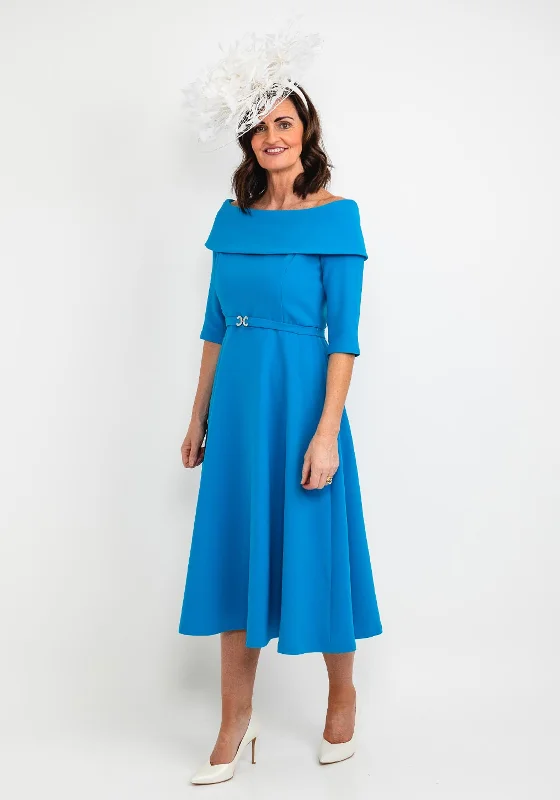 Claudia C Lambrusco Boat Neck Dress, Blue