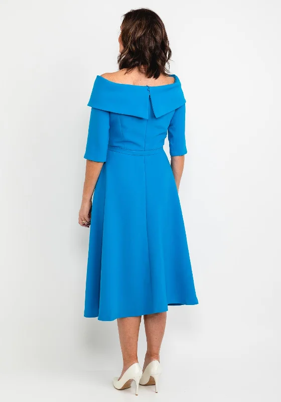 Claudia C Lambrusco Boat Neck Dress, Blue