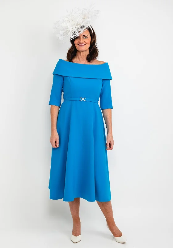 Claudia C Lambrusco Boat Neck Dress, Blue