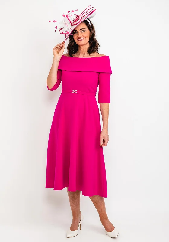 Claudia C Lambrusco Boat Neck Dress, Fuchsia