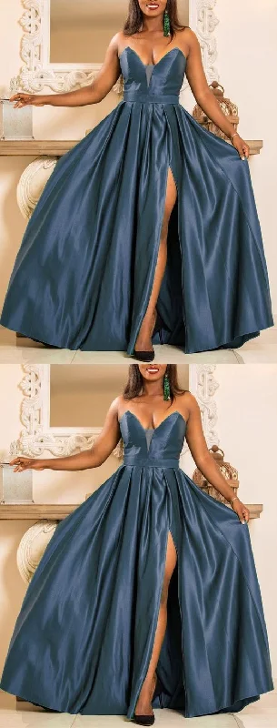 Dusty Blue Bridesmaid Dresses Long Prom Dress    cg22408