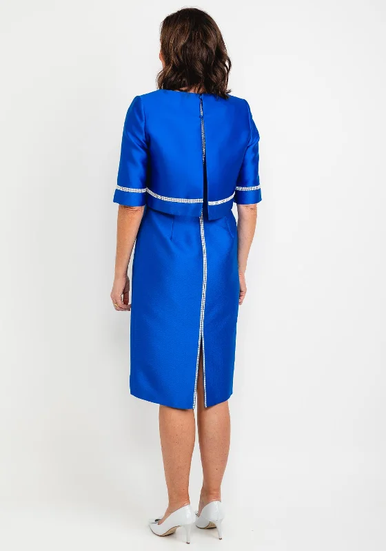 Gabriela Sanchez Metallic Print Embossed Dress & Jacket, Blue