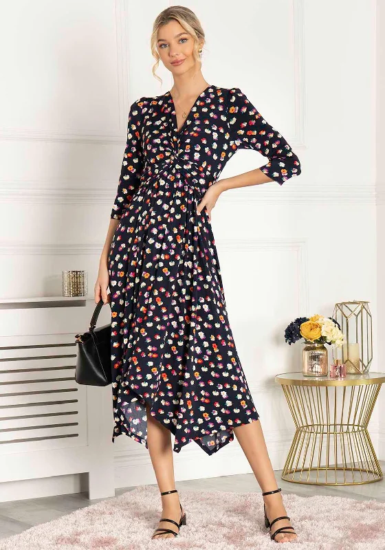 Jolie Moi Devyni Knot Front Floral Dress, Navy Multi