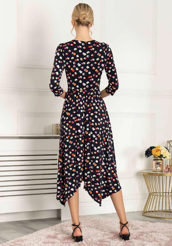 Jolie Moi Devyni Knot Front Floral Dress, Navy Multi