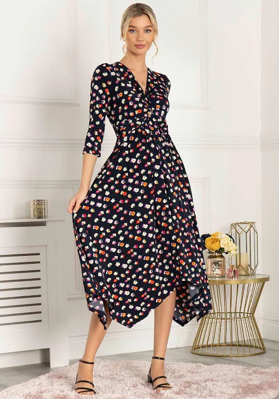 Jolie Moi Devyni Knot Front Floral Dress, Navy Multi