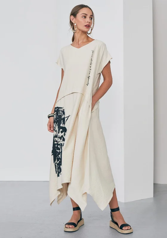 Naya Placement Print Maxi Dress, Linen & Black