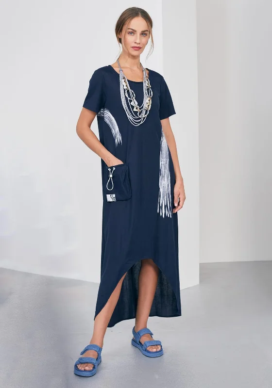 Naya Brushstroke Print Maxi Dress, Navy