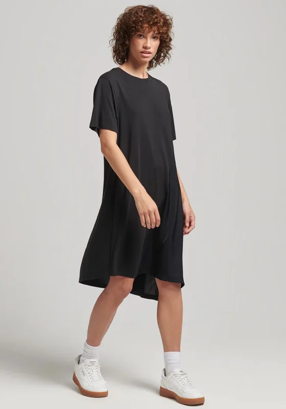 Superdry Womens Mix Fabric T-Shirt Dress, Black