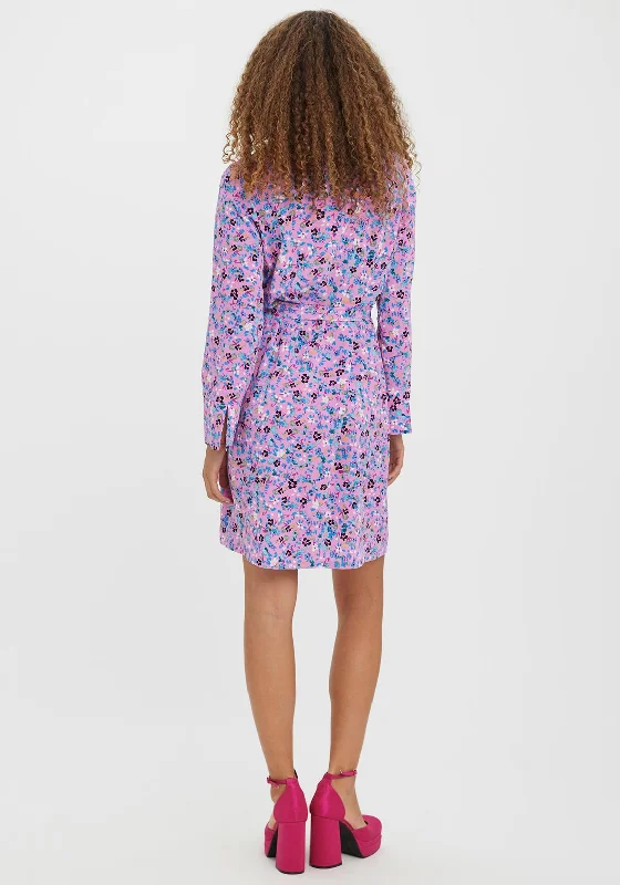 Vero Moda Lucia Floral Shirt Dress, Cyclamen