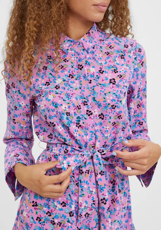 Vero Moda Lucia Floral Shirt Dress, Cyclamen