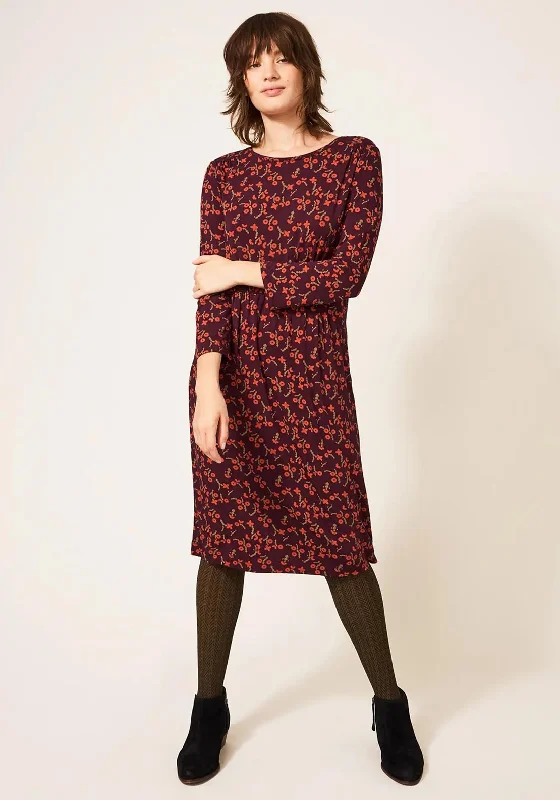 White Stuff Talia Floral Midi Dress, Plum Multi