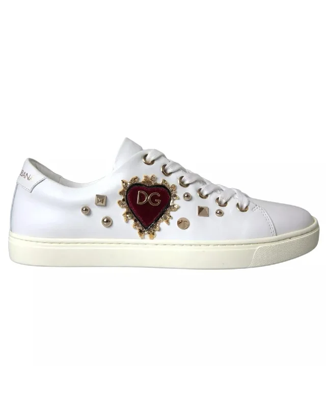 Dolce & Gabbana Sacred Heart Lace-Up Sneakers in  Calf Leather