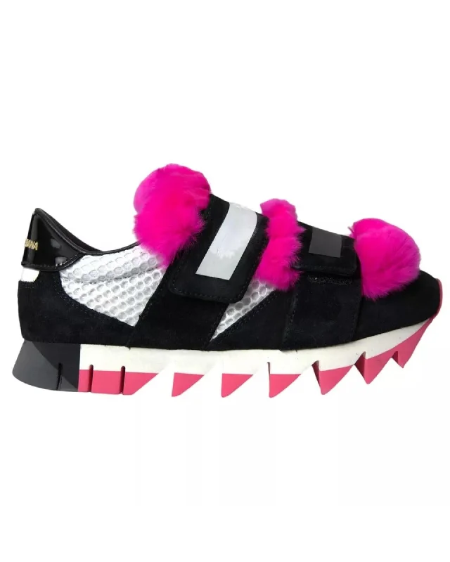 Dolce & Gabbana Neoprene Stretch Sneakers with Shearling Detail