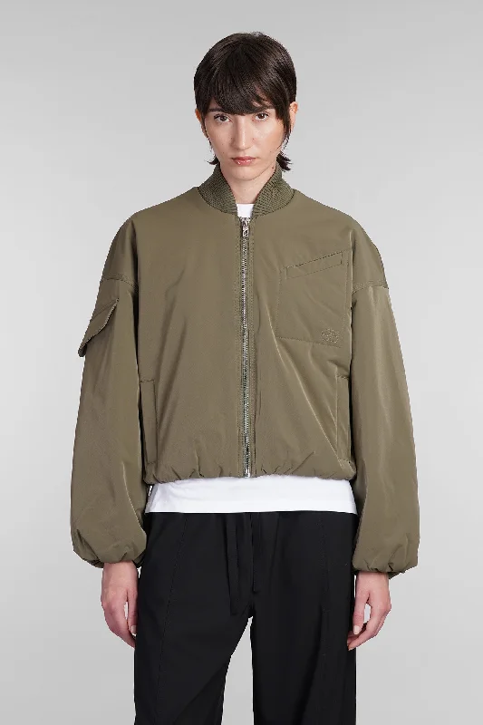 Bomber in green polyester