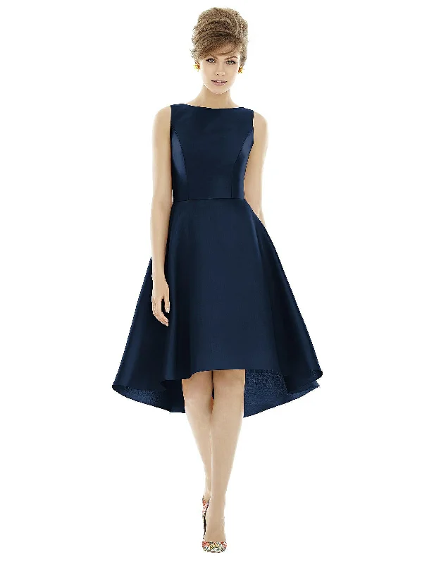 Must-Have Deals Inside!Bateau Neck Satin High Low Cocktail Dress
