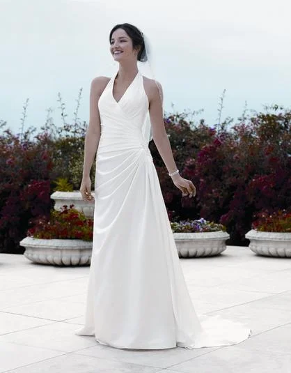 Shop Before It’s Gone!David's Bridal Halter Side Draped A Line Gown