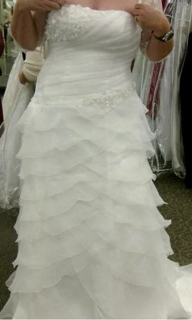 Limited-Time Price Drop!David's Bridal Tiered Organza with Beaded Floral Bodice WG3196
