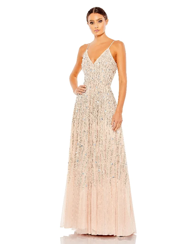 Your Favorite Items on Sale Now!Embellished V Neck Sleeveless Column Gown