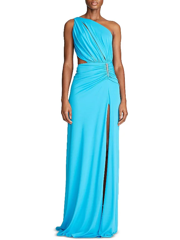Shop More, Spend Less!Ivanna Womens Ruched Cut-Out Evening Dress