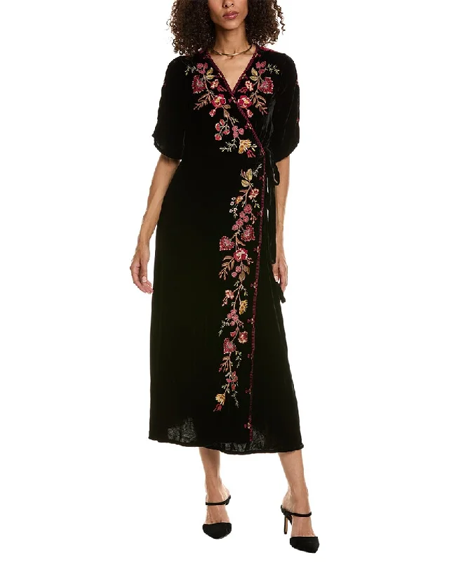 Instant Savings Await!Johnny Was Lilith Velvet Silk-Blend Wrap Dress