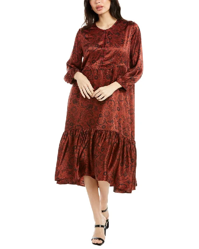 Massive Price Cuts!Johnny Was Rust Asteria Tiered Silk Dress