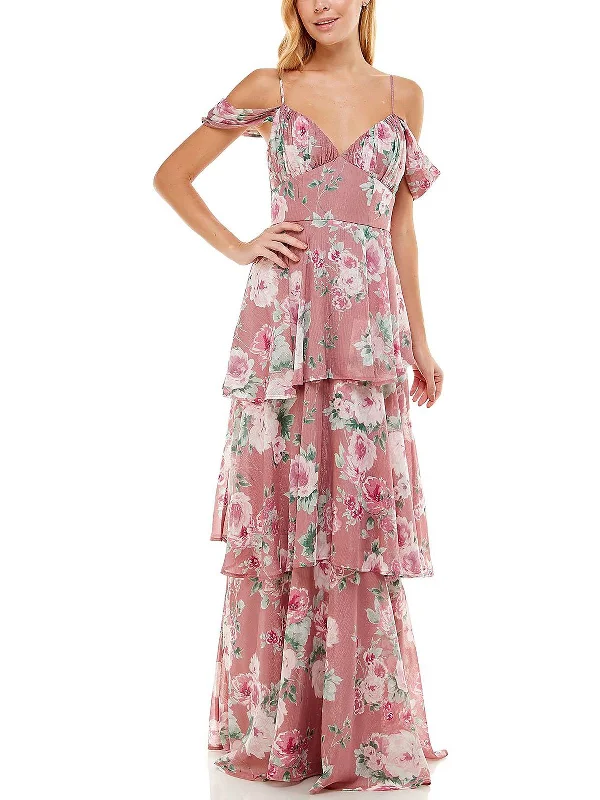 Don’t Wait – Shop Today!Juniors Womens Floral Chiffon Evening Dress
