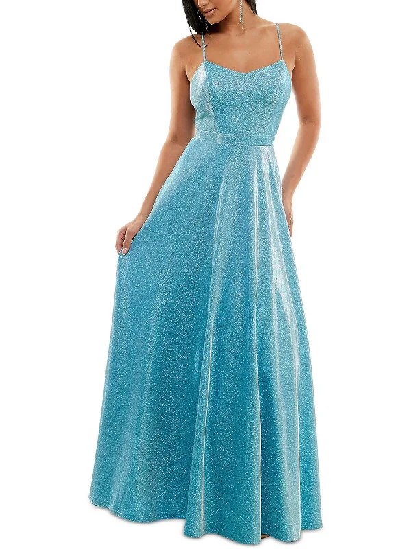 Buy One, Get One Free!Juniors Womens Mesh Back Glitter Evening Dress