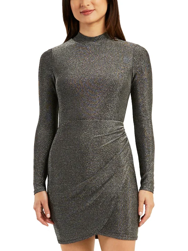 Amazing Prices You Can’t Resist!Juniors Womens Tulip Metallic Sheath Dress