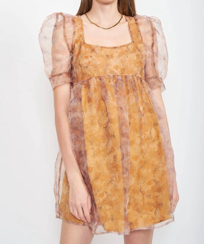 Get the Best for Less!La Raque Mini Sheer Dress in Aspen Gold