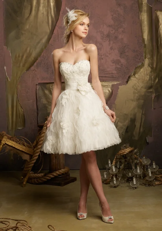 Mega Sale Happening Now!Mori Lee Style 6733 Crystal Beaded Lace on Ruffled Organza