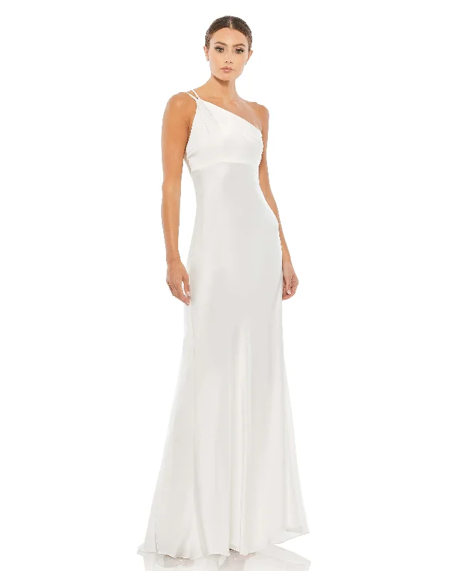 Shop Today, Save Tomorrow!One Shoulder Double Strap Satin Gown