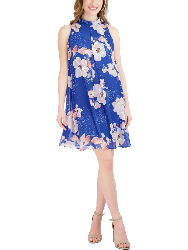 Unlock Huge Savings Now!Petites Womens Pleated Mini Cocktail and Party Dress