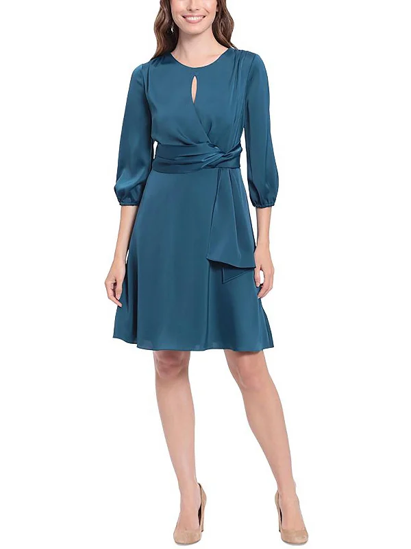 Don’t Wait – Shop Today!Petites Womens Satin Mini Fit & Flare Dress