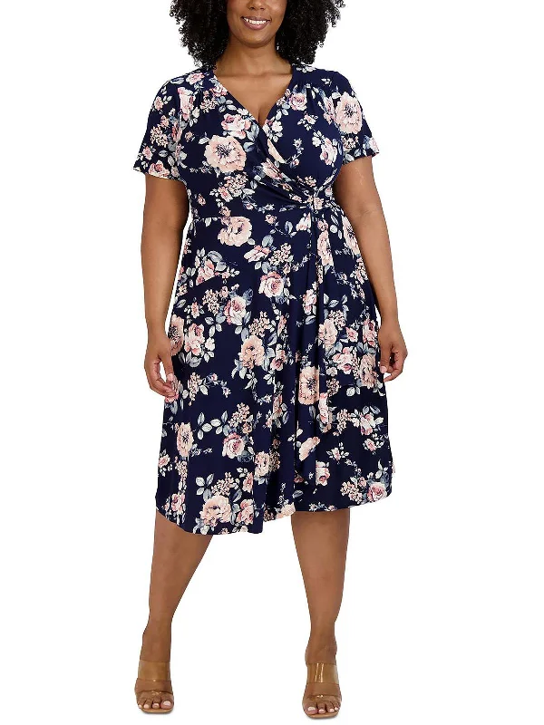 Your Favorite Sale is Back!Plus Womens Floral Print Midi Wrap Dress