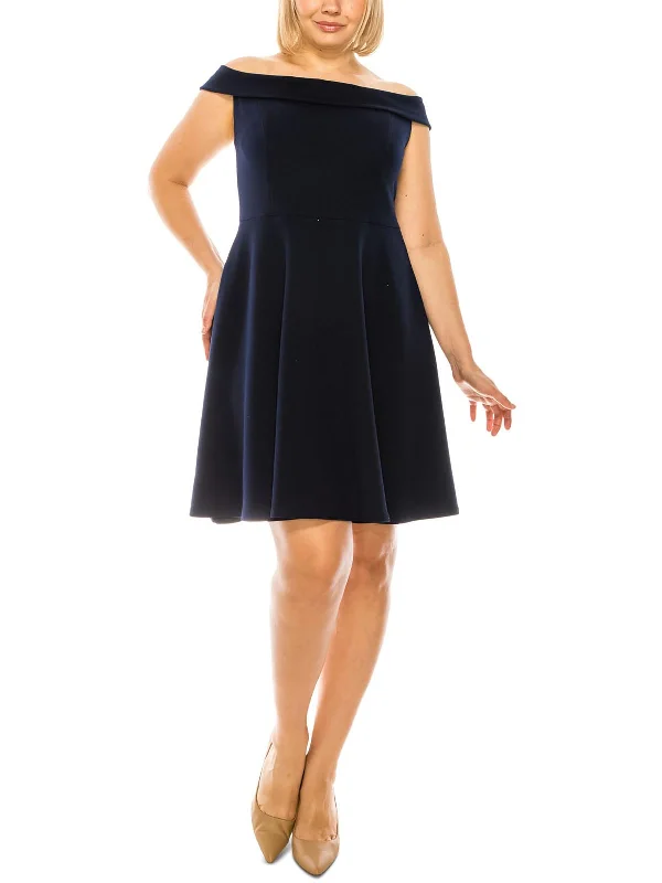 Grab Yours Before It’s Too Late!Plus Womens Knit Off-The-Shoulder Cocktail and Party Dress