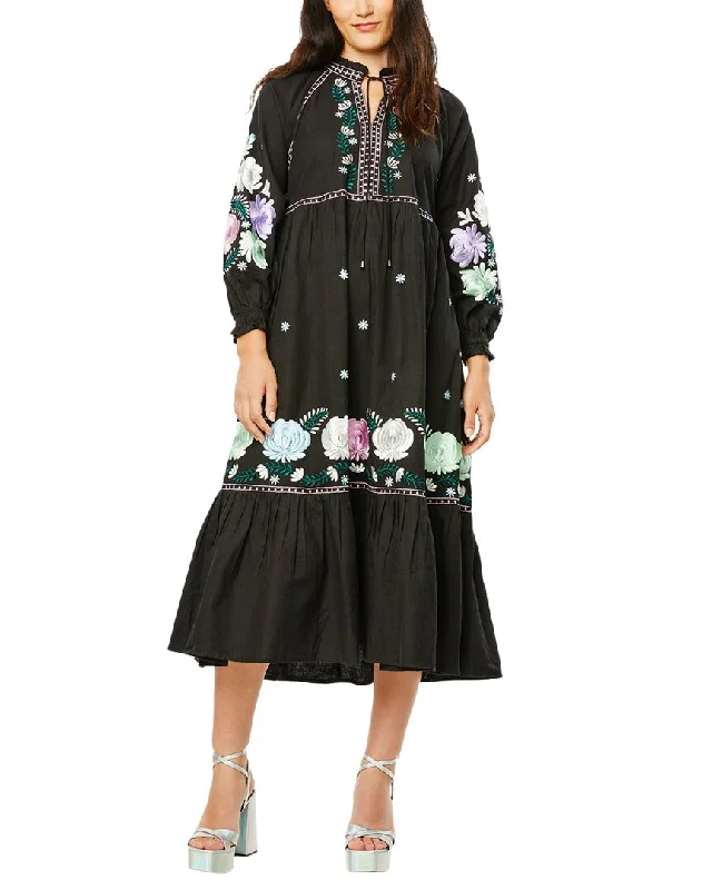 More Discounts, More Joy!Roller Rabbit Lucena Embroidered Garnet Linen-Blend Dress