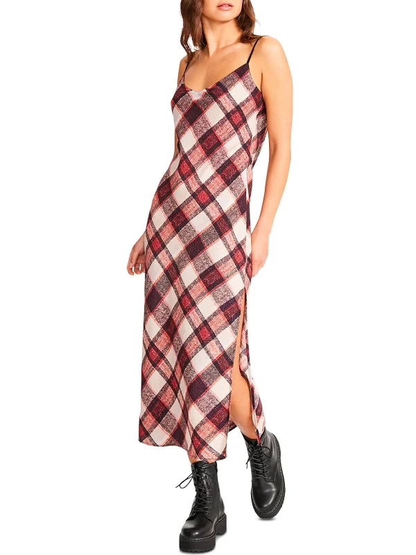 Shop the Hottest Deals!Strangelove Womens Satin Plaid Slip Dress