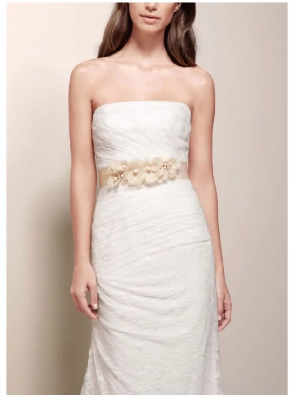Instant Savings Await!Vera Wang Strapless draped lace column gown