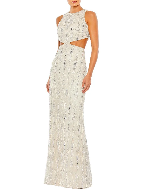 Your Discount is Waiting!Womens Beaded Maxi Sheath Dress