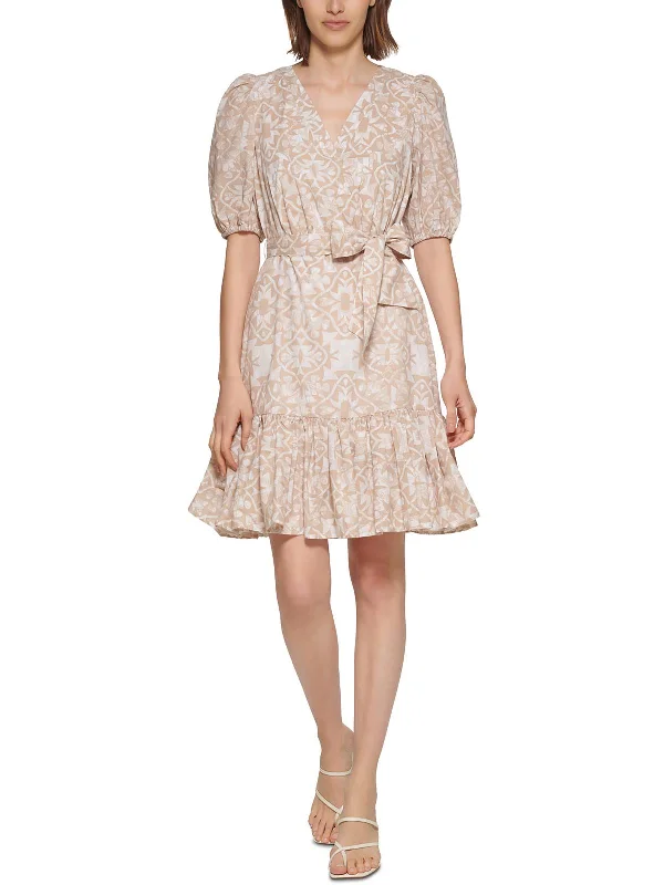 Your Shopping Wish, Our Discount Command!Womens Belted V-neck Sheath Dress