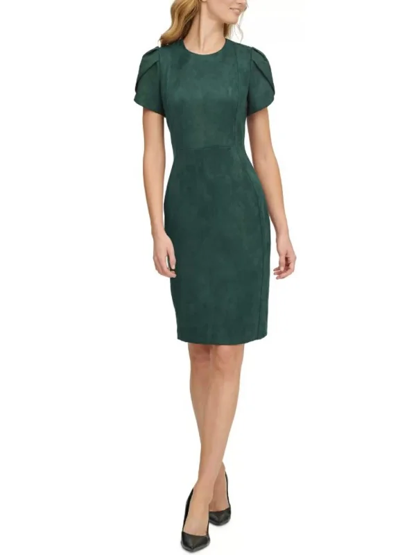 Limited Deals, Unlimited Savings!Womens Faux-Suede Knee Sheath Dress