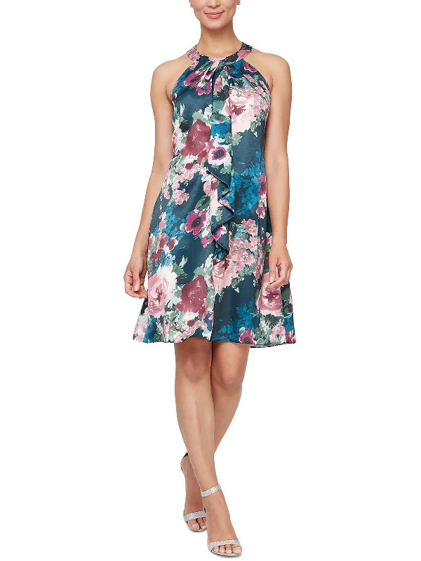 Price Drops You’ll Love!Womens Floral Knee Halter Dress