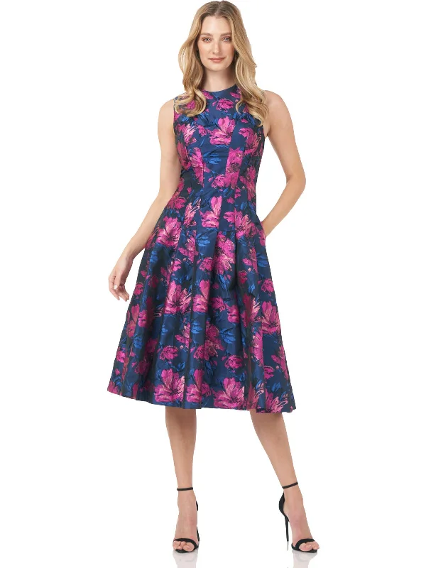 The Best Offers Are Here!Womens Floral Midi Cocktail and Party Dress