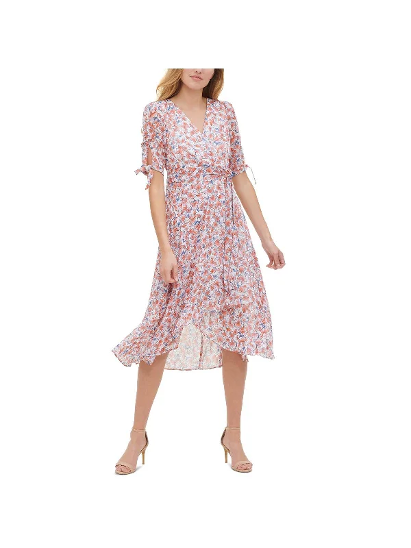 Shop More, Spend Less!Womens Floral Print Mid Calf Wrap Dress