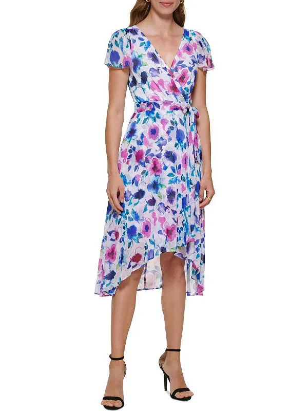 Don't Miss Out!Womens Floral Print Midi Wrap Dress