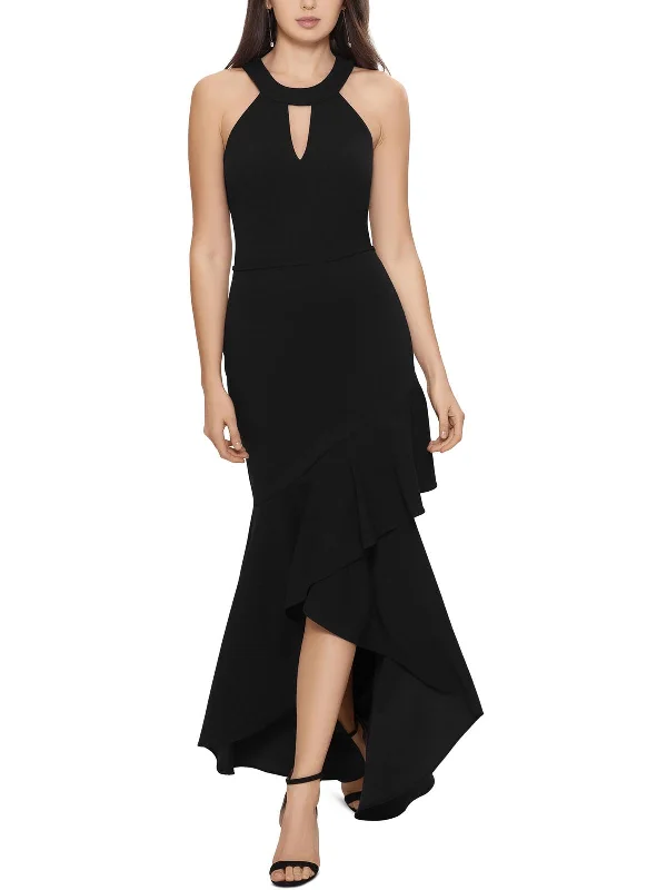 Hurry, Sale Ends Soon!Womens Halter Ruffled Evening Dress