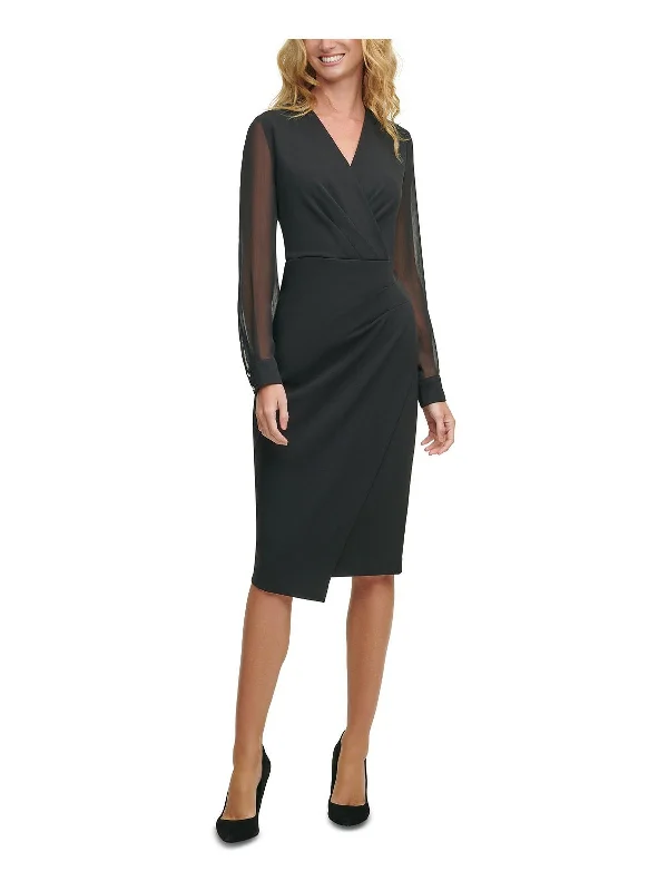 Lowest Prices Guaranteed!Womens Illusion Asymmetrical Wear to Work Dress