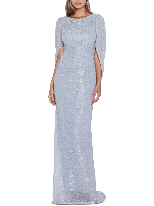 Shop the Hottest Deals!Womens Metallic Ruched Evening Dress